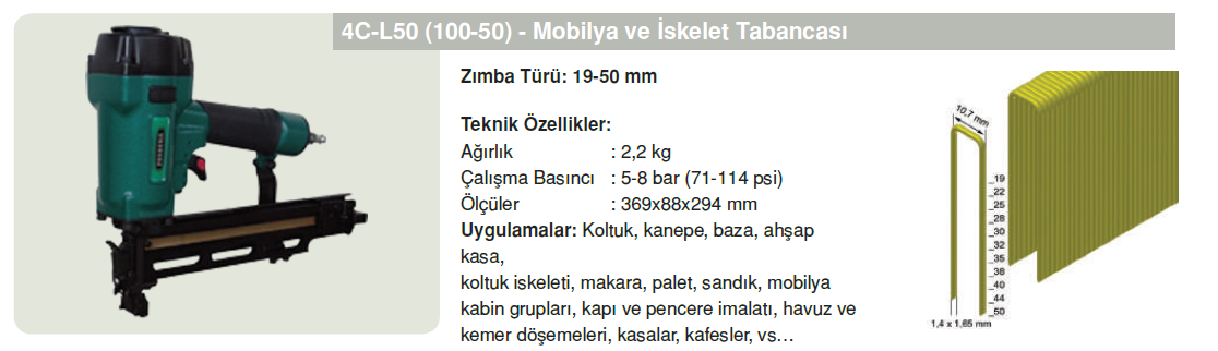 Prebena 4C-L50 Mobilya ve İskelet Tabancası